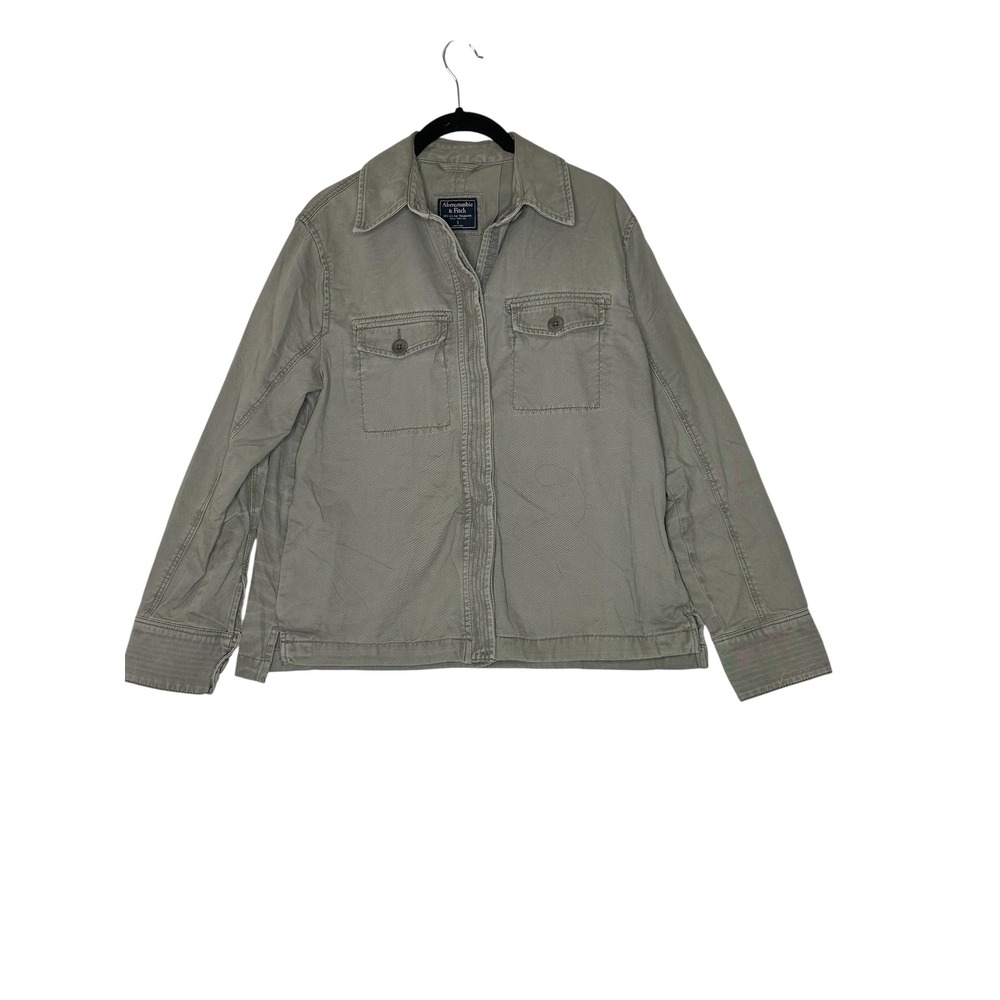Abercrombie & Fitch Womens Cotton Military Utility Jacket Small Y2K Olive Green‎